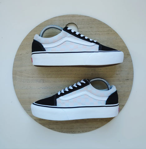 Vans Checkerboard Old Skool Platform Black/White/Pink T.38