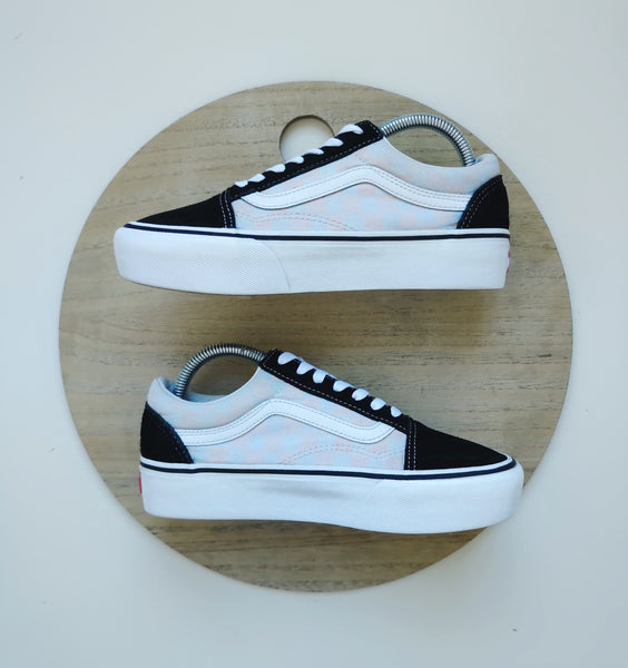 Vans Checkerboard Old Skool Platform Black/White/Pink T.38