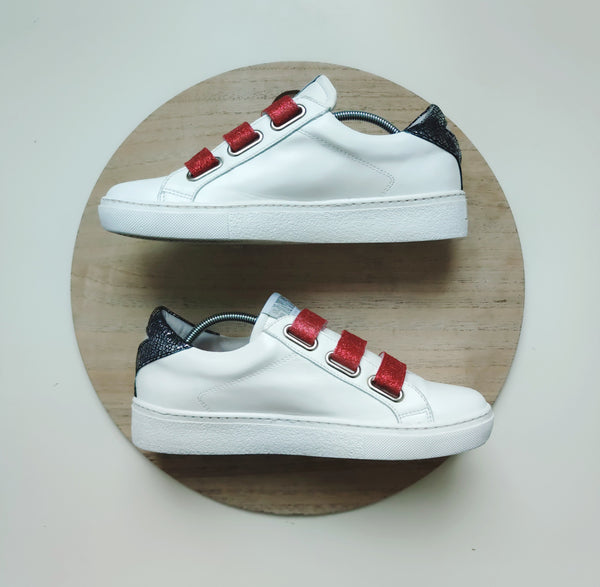 SMR Blanches et Rouges Glitter à scratch T.40