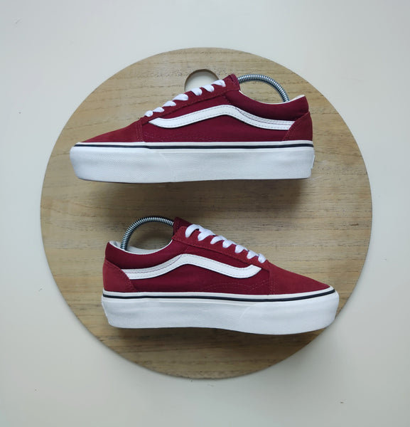 Vans Old Skool Platform Burgundy/White T.36